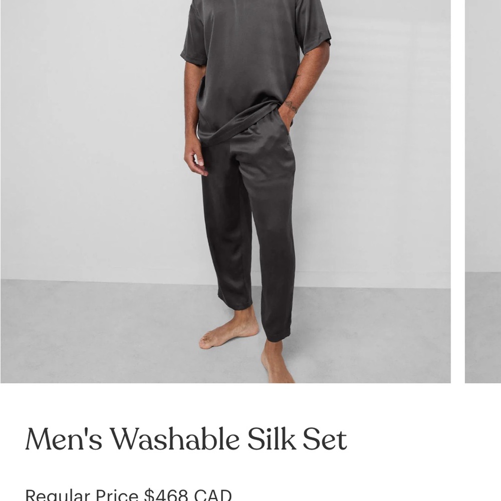 XL Men's Washable Silk Set in Meditative Gray